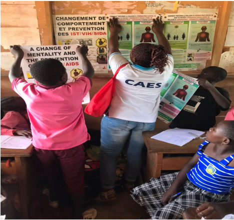 Campagne  d’affichage du 20 octobre  2023 LUTTE CONTRE LES IST, VIH/SIDA ET COVID 19 : Les Centres d’Accueil de l’Espoir (CAES) au service de la santé  des populations !